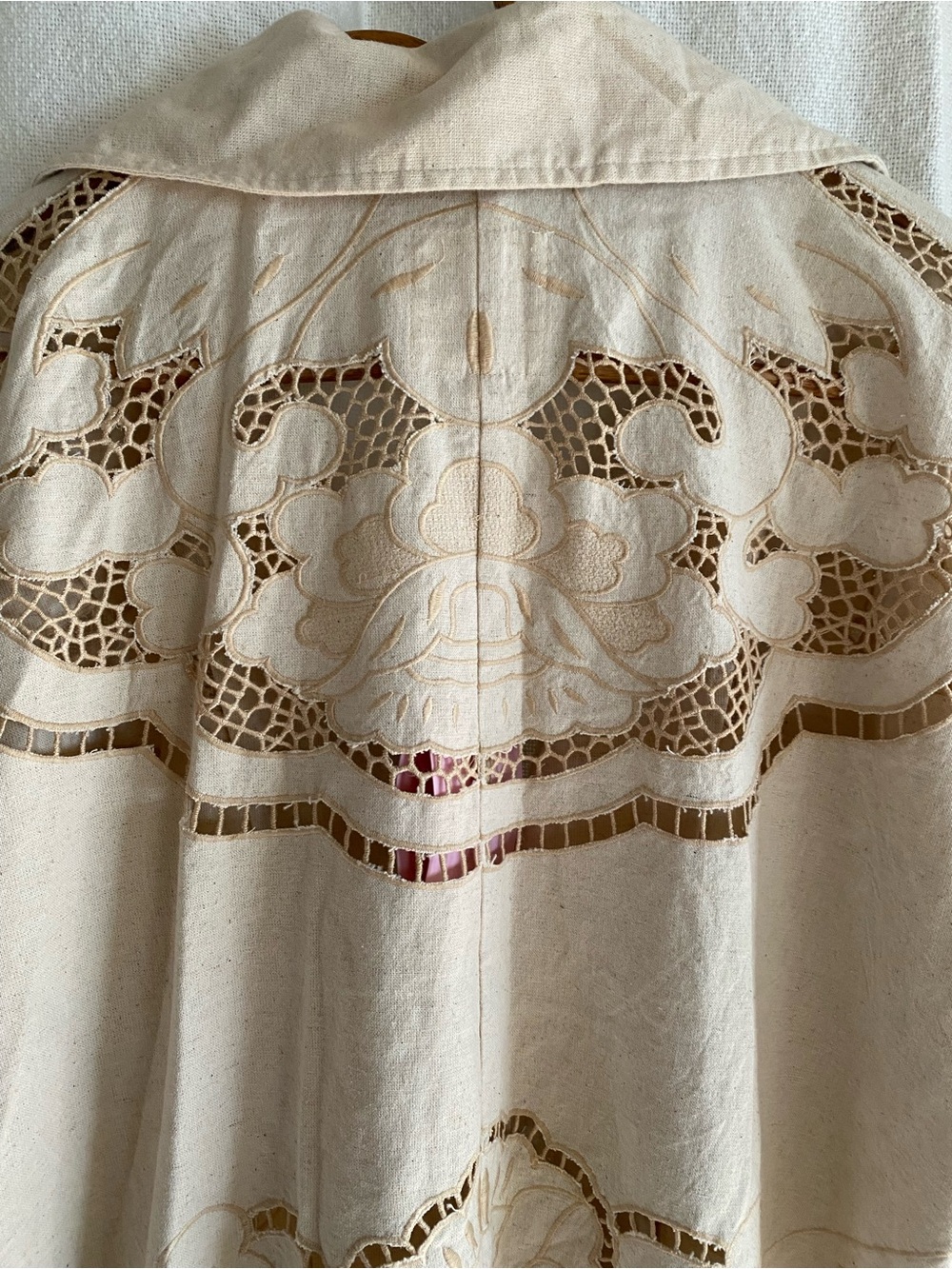 Anthropologie Avec Les Filles Cutwork Linen  Trench Coat/Duster Size Large NWT - Picture 11 of 12